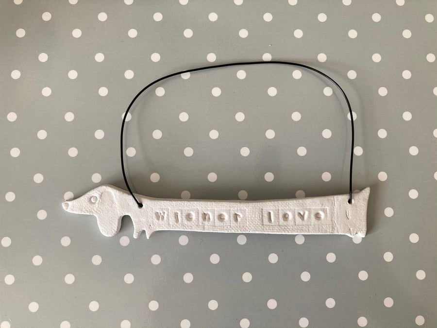 Dachshund lover hanger, gift idea, clay dog hanger