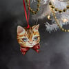 Ginger cat wooden hanging decoration