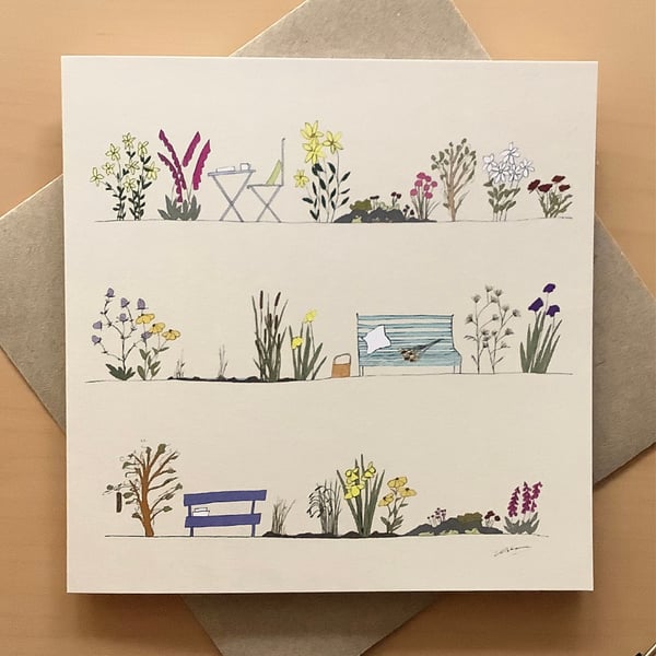 Greetings card - gardens - flowers