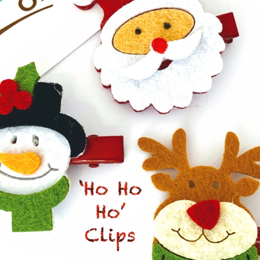 Christmas Hair Clips x3 - Xmas Hair Clips