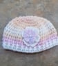 Baby girl crocheted hat with matching Blanket with crocheted flowers  - Image 6