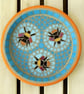 Three Bees Blue Mosaic Bird Bath - Image 2