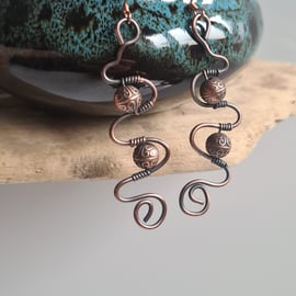 Handmade Unique Copper Dangle Drop Earrings Ladies Gift Boxed Jewellery  