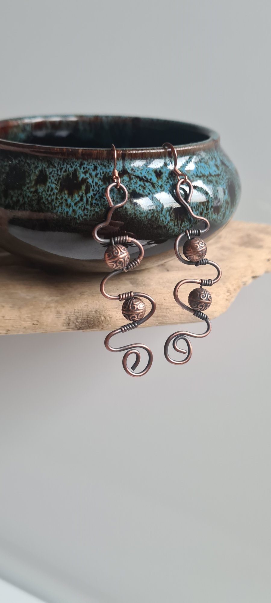 Handmade Unique Copper Dangle Drop Earrings Ladies Gift Boxed Jewellery  