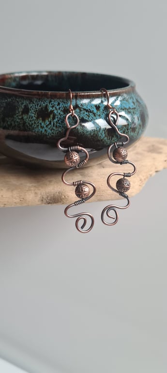 Handmade Unique Copper Dangle Drop Earrings Ladies Gift Boxed Jewellery  