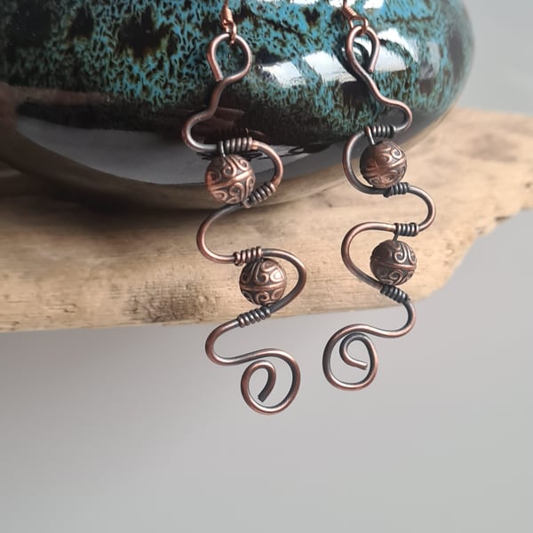 Handmade Unique Copper Dangle Drop Earrings Ladies Gift Boxed Jewellery  