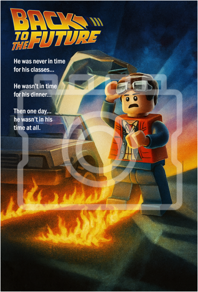 BACK TO THE FUTURE - LEGO-Inspired A4 Movie Poster Print