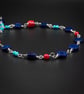 Turquoise, Lapis Lazuli, Coral and sterling link necklace, Sagittarius jewelry - Image 1