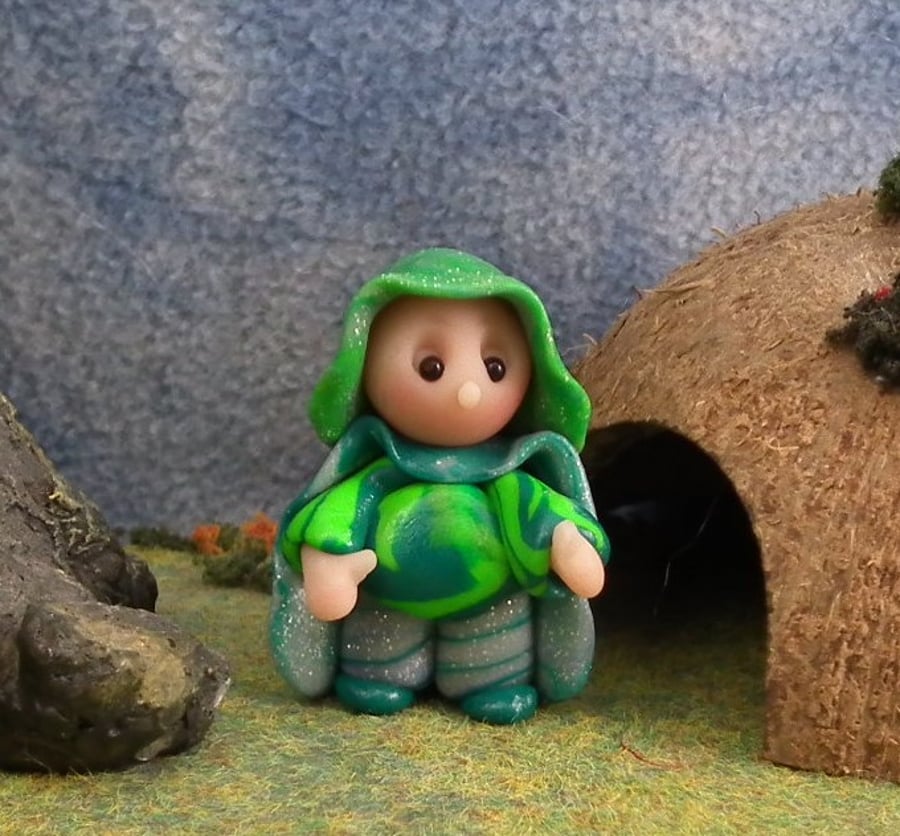 Tiny Male Garden Gnome 'Hamie' with trousers OOAK Sculpt by Ann Galvin