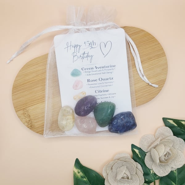15th Birthday Gift Crystals And Card Set For Teenager Birthday Gift Gemstones