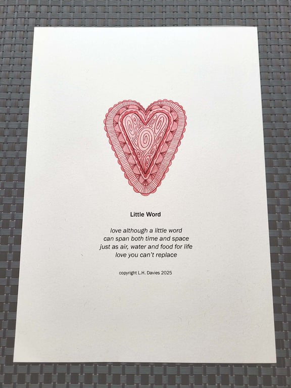 Poetry Art Print - 'Little Word' Limited Edition