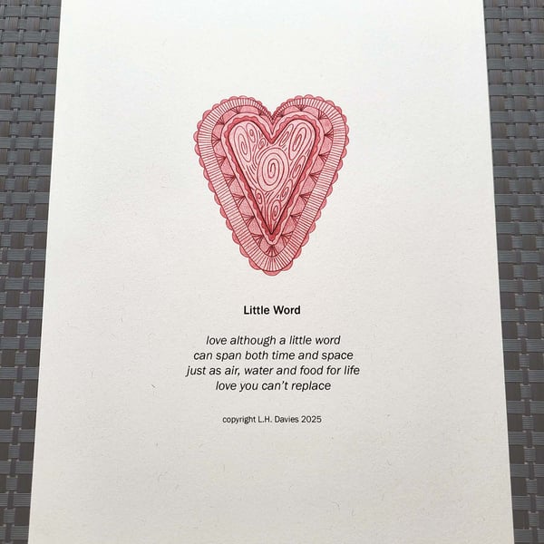 Poetry Art Print - 'Little Word' Limited Edition