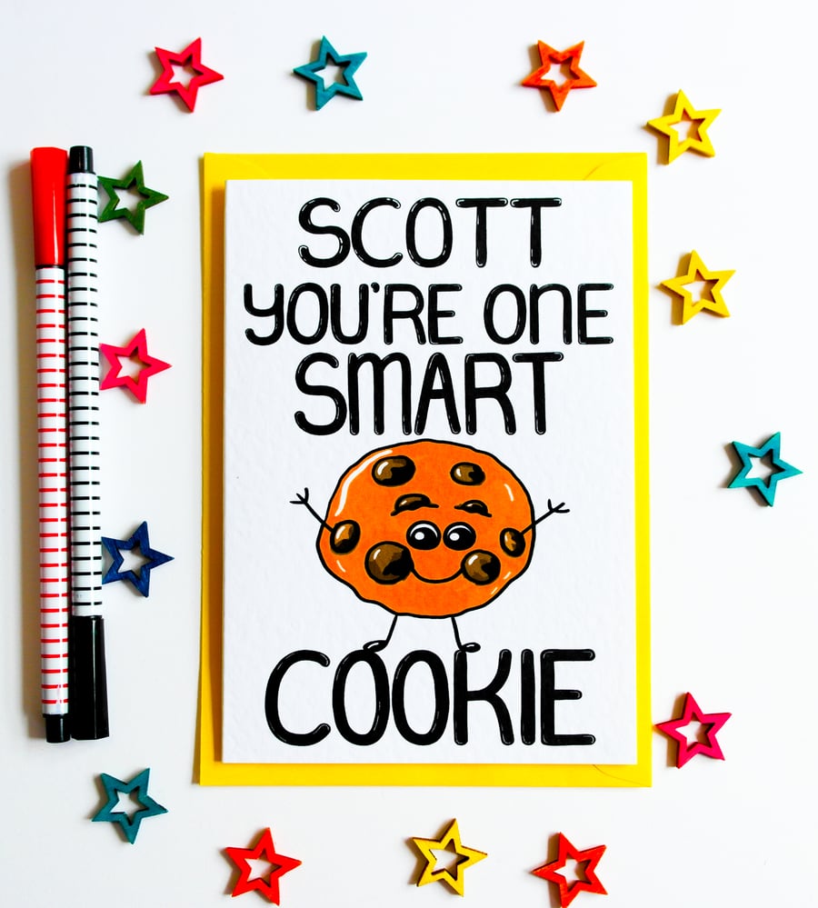 You're One Smart Cookie Personalised Card, Custom Well Done Card