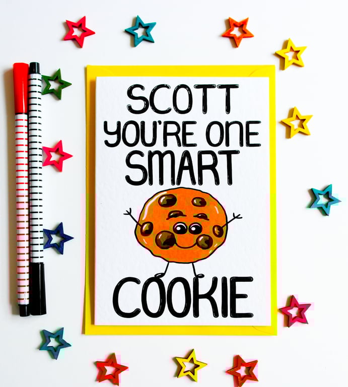 You're One Smart Cookie Personalised Card, Custom Well Done Card
