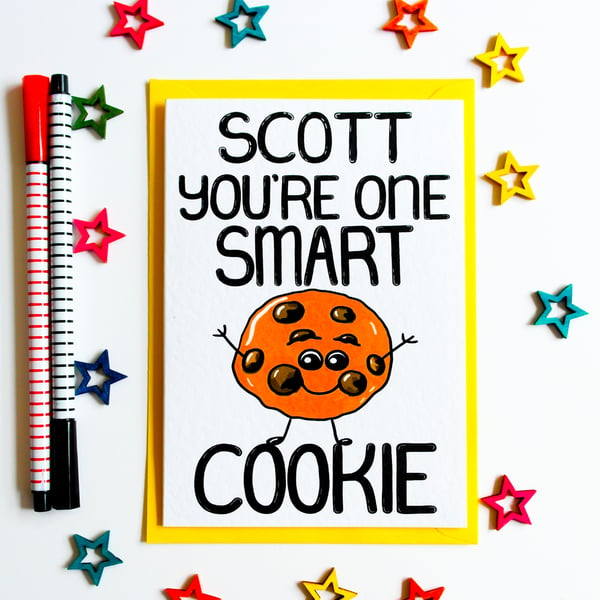 You're One Smart Cookie Personalised Card, Custom Well Done Card