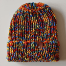 HAND KNIT Ladies Rainbow Ombre Beanie Hat
