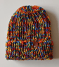HAND KNIT Ladies Rainbow Ombre Beanie Hat