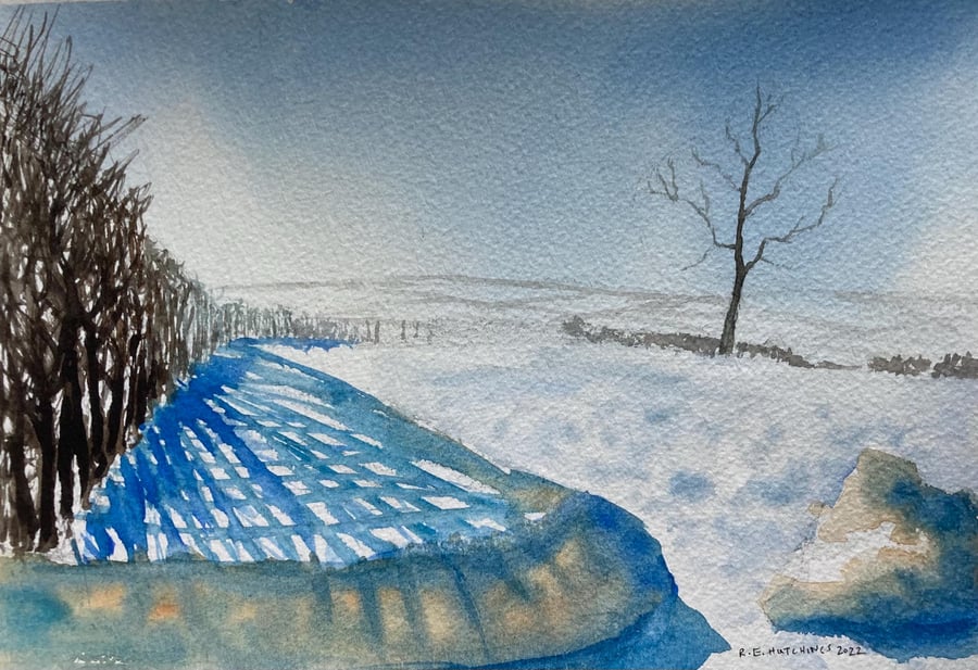 Winter shadow study 2022 (Original Watercolour painting) watercolor, watercolour