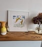 Red Kites original art linoprint handprinted A4 size - Image 2
