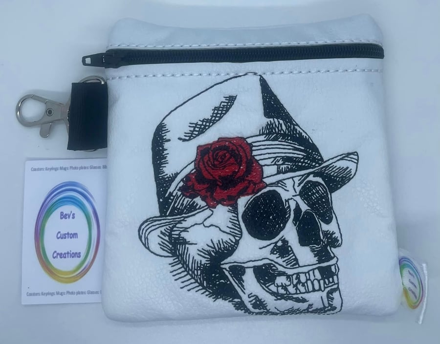 Skull, Embroidered small bag,  