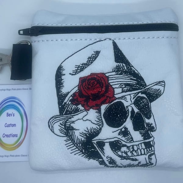 Skull, Embroidered small bag,  