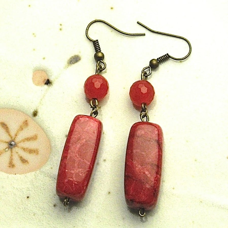 Red Turquoise Bead Earrings