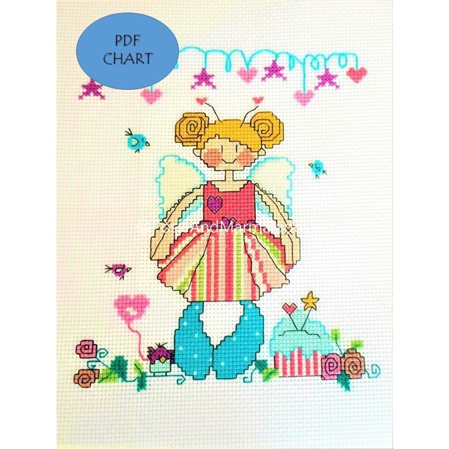Fairy Doll party theme Cross Stitch Download Chart