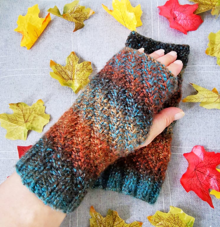 Hand Knitted Women's 'Autumn' Fingerless Gloves