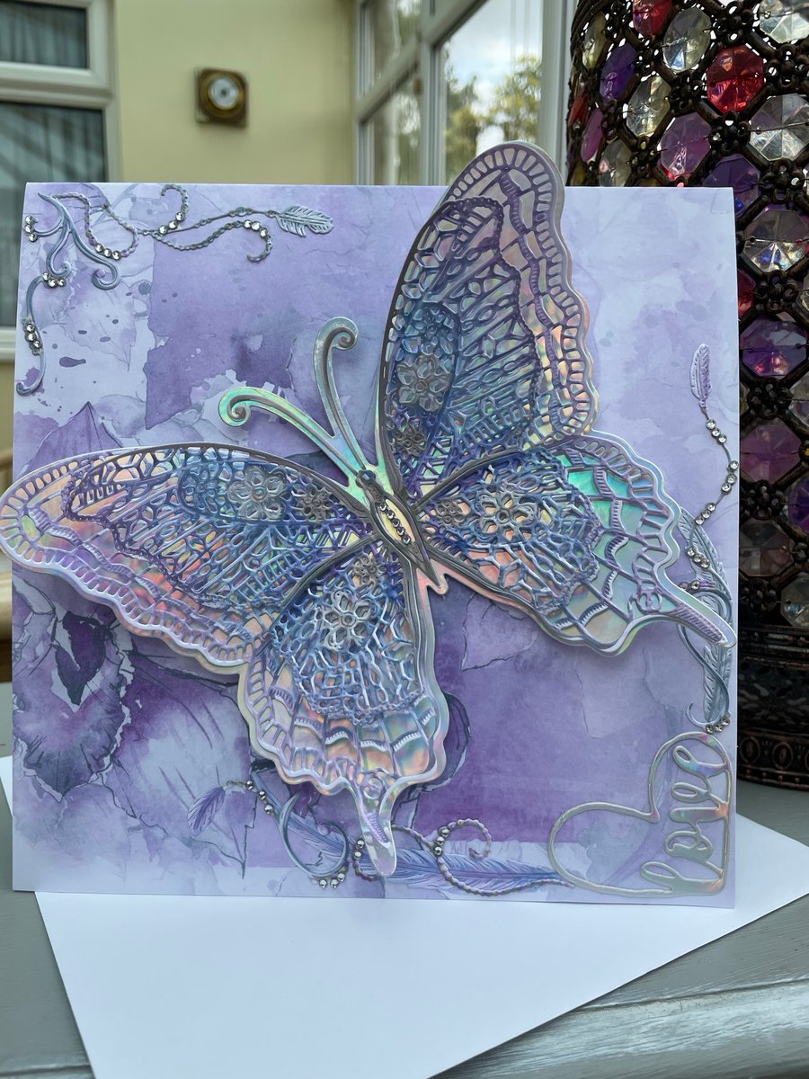 Luxury 3D layered lacey butterfly love birthday card.