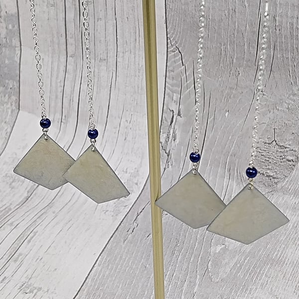Lightweight Aluminium Tin Diamond Dangle Earrings, Cream, 925 Ear wires