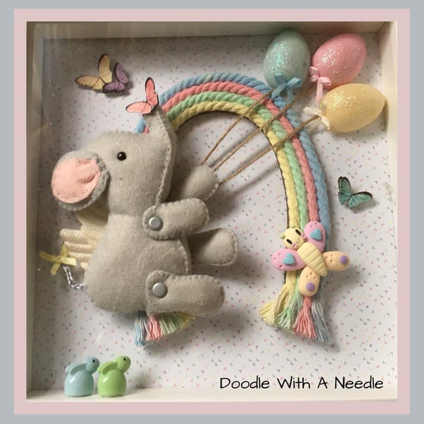 Elephant Picture- Nursery-Playroom Art- Handmade- 1 Available