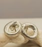 Sterling Silver Circle Stud Earrings - Organic Irregular Round Studs - Image 2