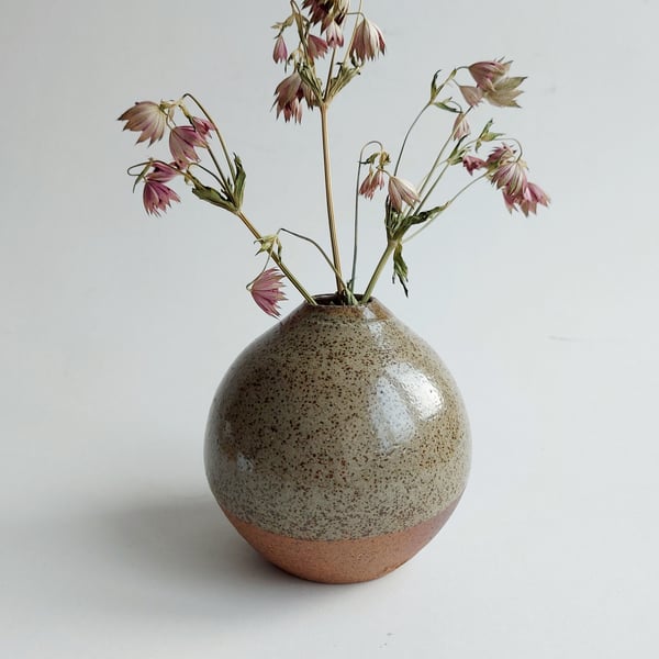 Small Wood Fired Bud vase in Celadon  glaze