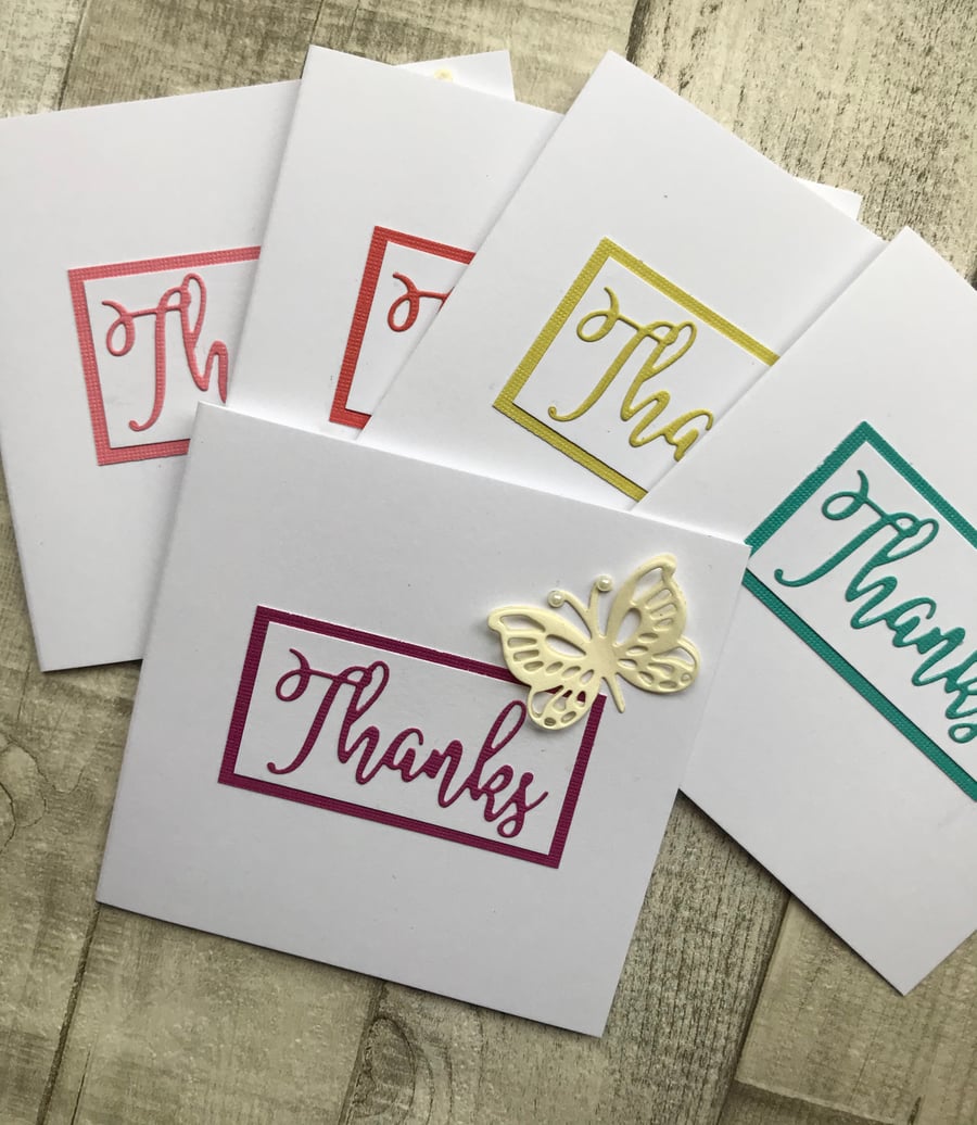 Pack of 5 Handmade Thank you Cards