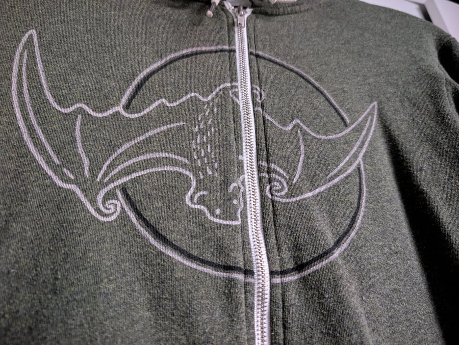 Unique hand-painted upcycled bat design hoodie (size xs) )