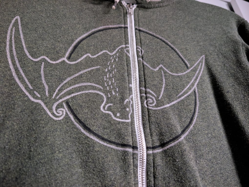 Unique hand-painted upcycled bat design hoodie (size xs) )
