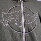Unique hand-painted upcycled bat design hoodie (size xs) )