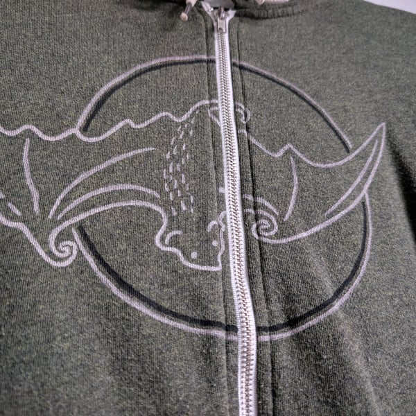 Unique hand-painted upcycled bat design hoodie (size xs) )