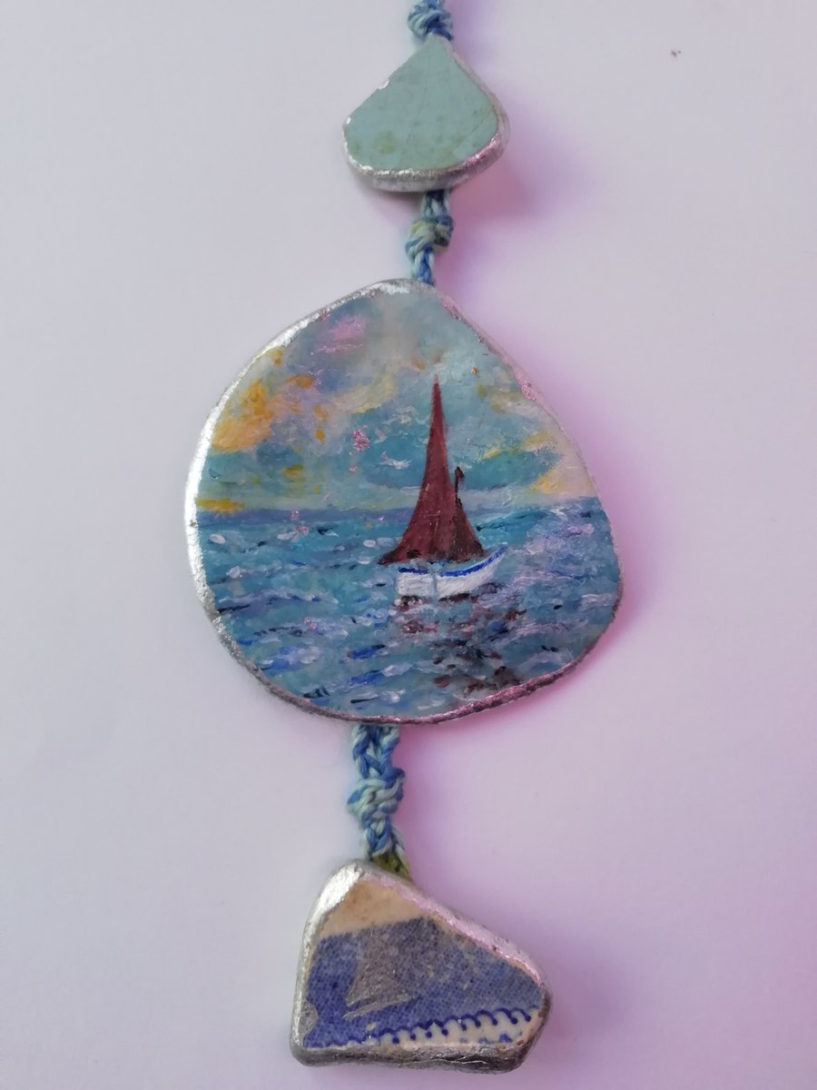 Little boat hanging shell decoration