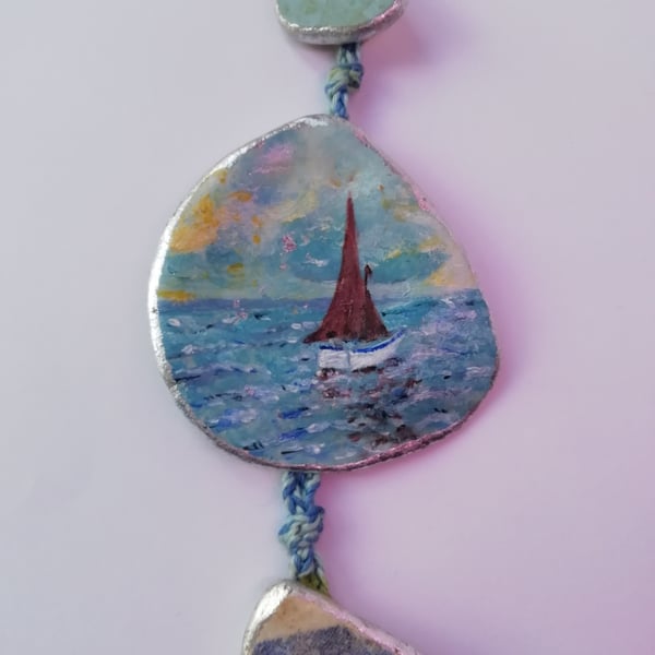 Little boat hanging shell decoration