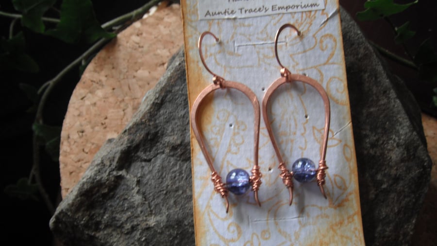 Egyptian Inspired Wishbone Copper Earrings