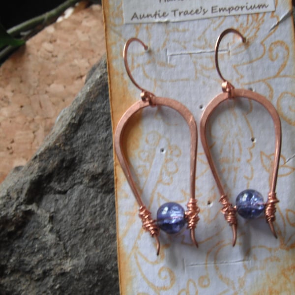 Egyptian Inspired Wishbone Copper Earrings