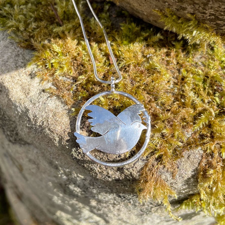 Silver Peace dove pendant and chain