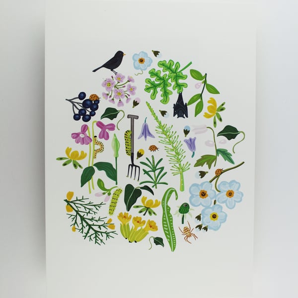 Yorkshire Flower Garden Giclee print A4