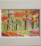 Courful Autumn Forest. Fall Color Trees. Miniature. ACEO. Original painting - Image 1