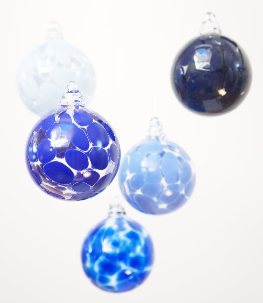 Lapis Blue Blown Glass Bauble, Light Catcher
