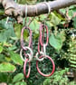 Copper and Silver Chunky Chain Link Earrings  - Image 4