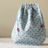 Reusable  Lined Blue Drawstring  Christmas Tree Fabric Gift Bag 