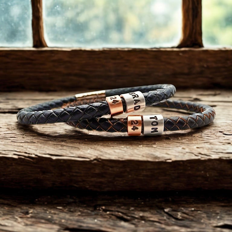 24th Birthday Gift - Personalised Leather Bracelet - Son Brother Grandson Nephew