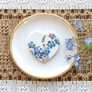 Round Clay Trinket Jewellery Dish Forget me Not 